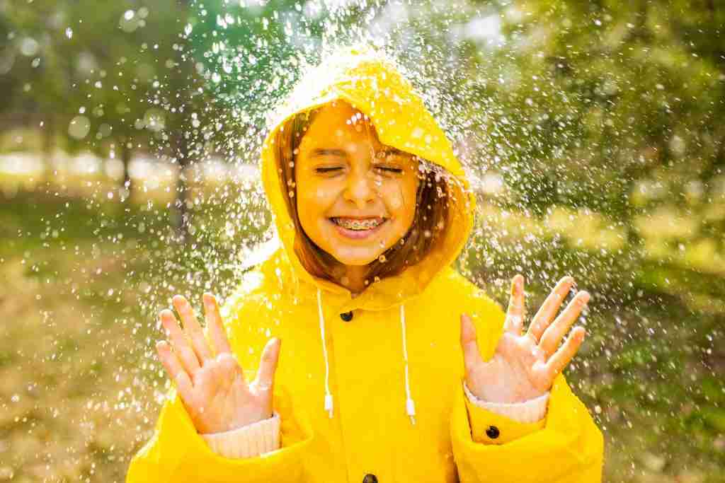 smiling teenage girl wearing raincoat outdoors in 2022 02 15 15 03 51 utc